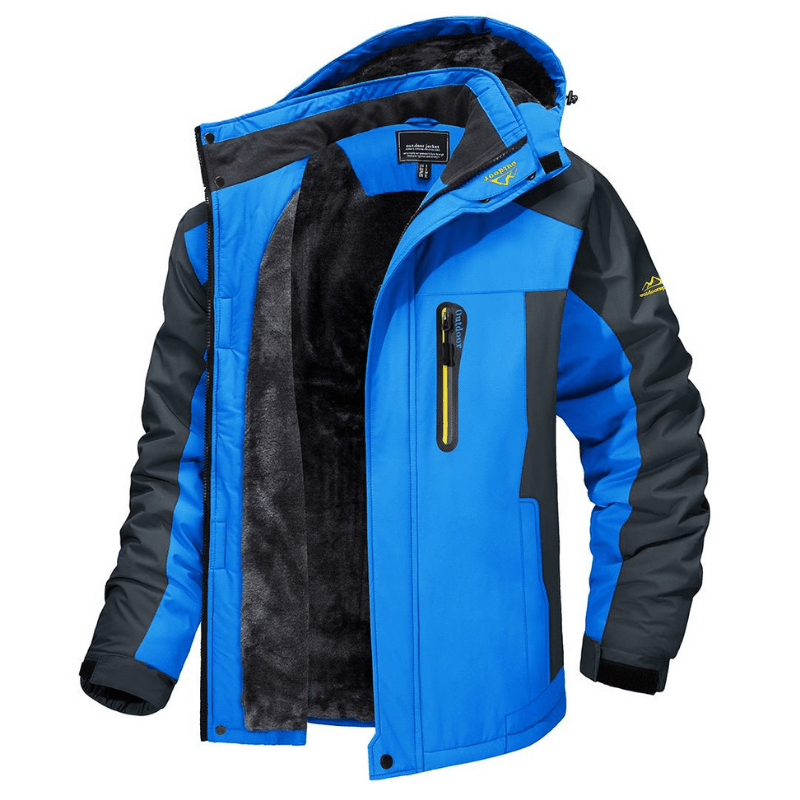 Men's Softshell Jacket - Fleece Lined - Hooded - Windbreaker Jacket - Weatherproof Jackets-Men's Jackets-Chaps of London-Blue-S-Chaps of London