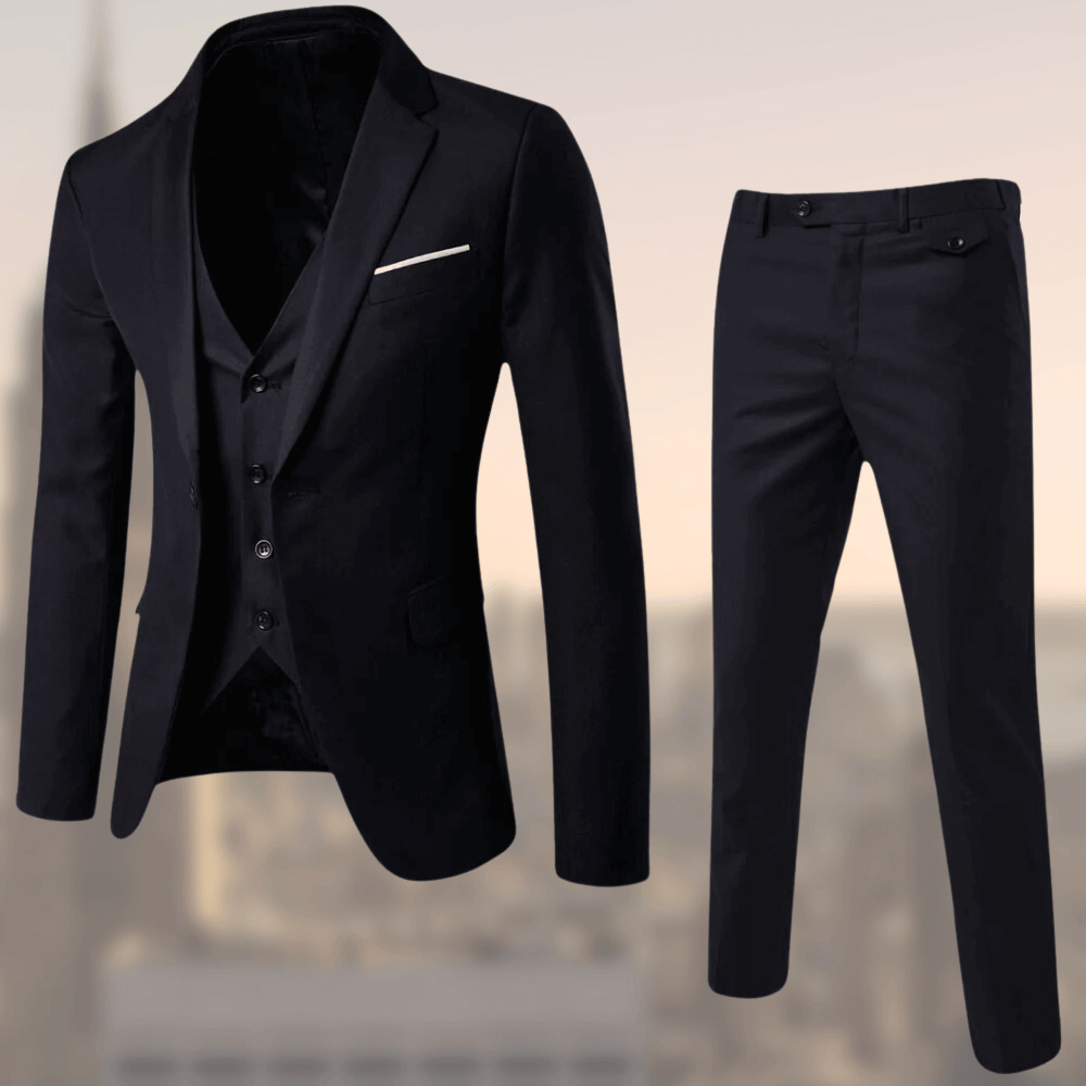 Men's Suit - Tailored - Formal - 3 Piece Suit - Slim Fit Suit for Men-Chaps of London-Black-S-Chaps of London