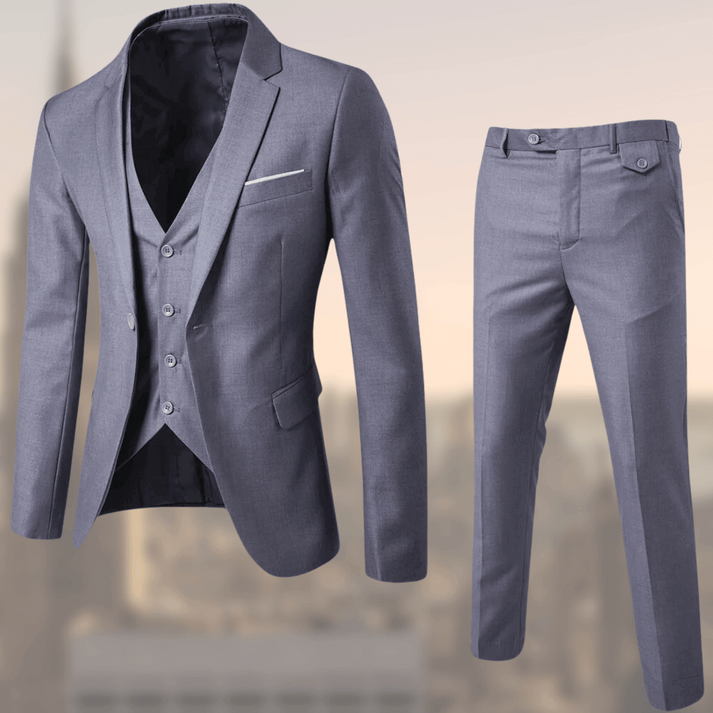 Men's Suit - Tailored - Formal - 3 Piece Suit - Slim Fit Suit for Men-Chaps of London-Gray-S-Chaps of London