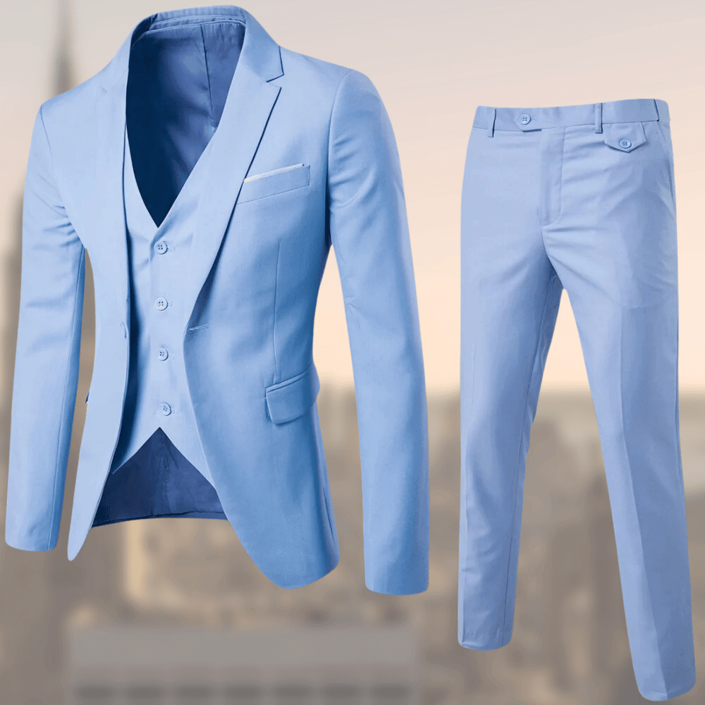 Men's Suit - Tailored - Formal - 3 Piece Suit - Slim Fit Suit for Men-Chaps of London-Light Blue-S-Chaps of London