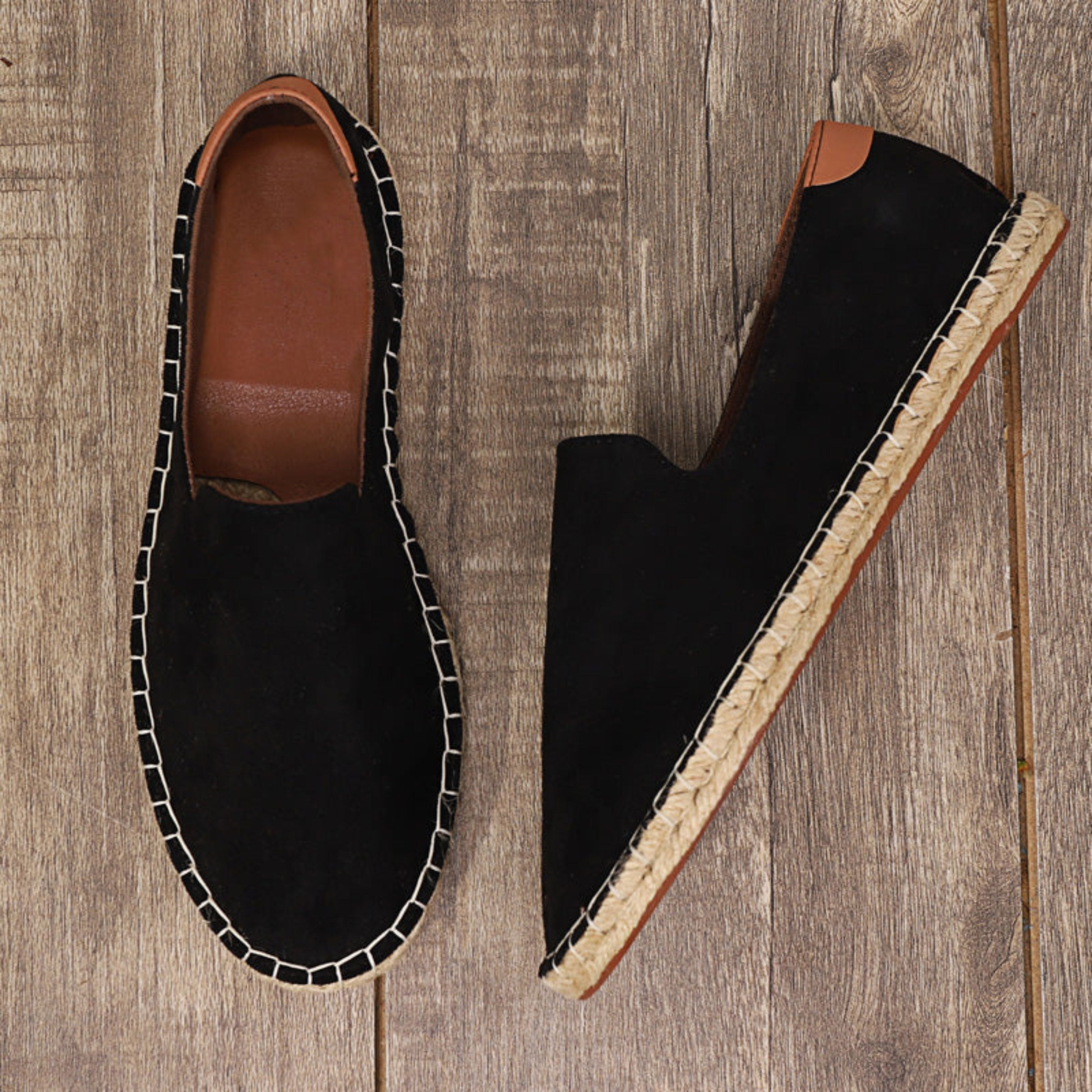 Men's Summer Shoes - Flat - Slip-On - Lightweight Shoes - Men's Espadrilles-Loafers-Chaps of London-Black-38-Chaps of London