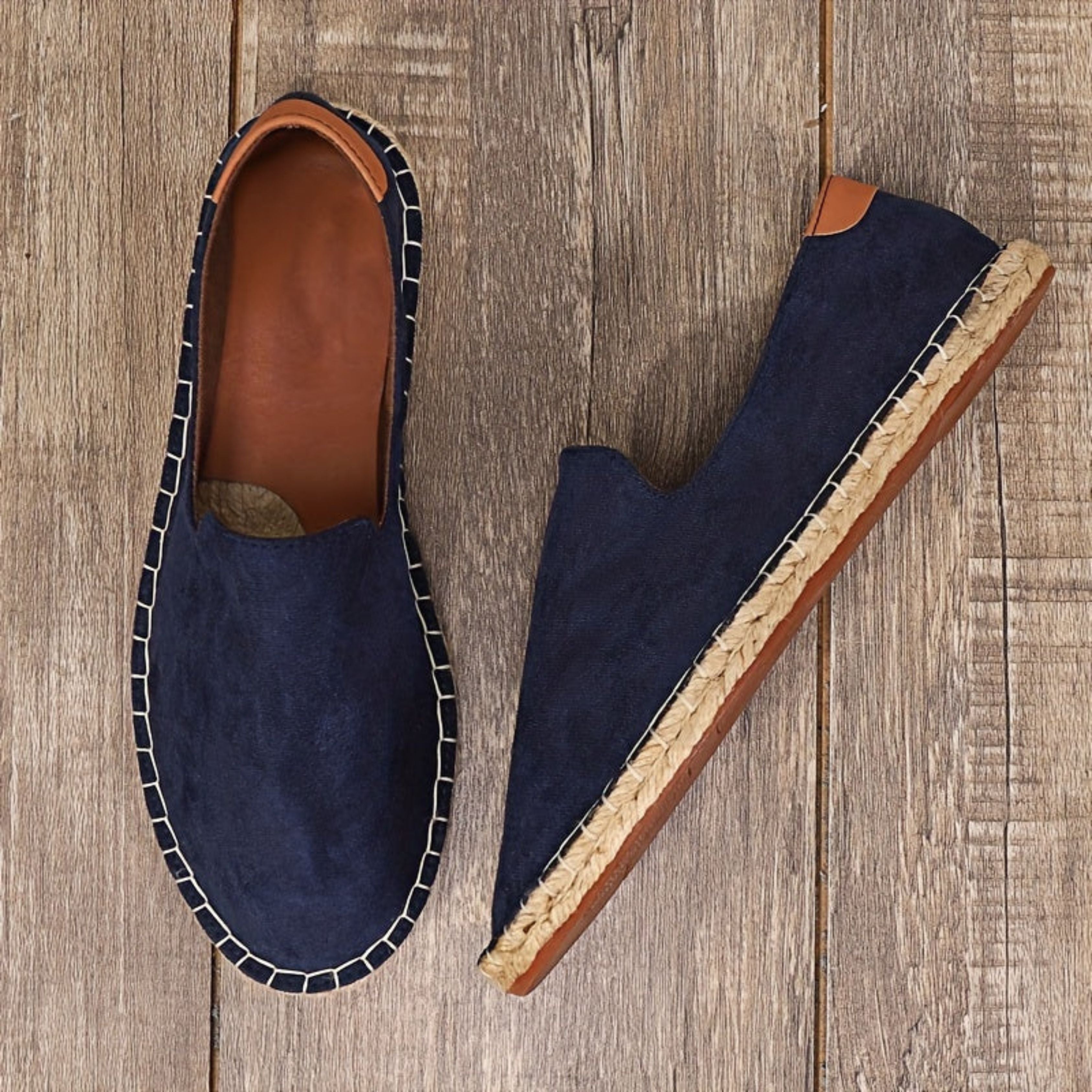 Men's Summer Shoes - Flat - Slip-On - Lightweight Shoes - Men's Espadrilles-Loafers-Chaps of London-Blue-38-Chaps of London