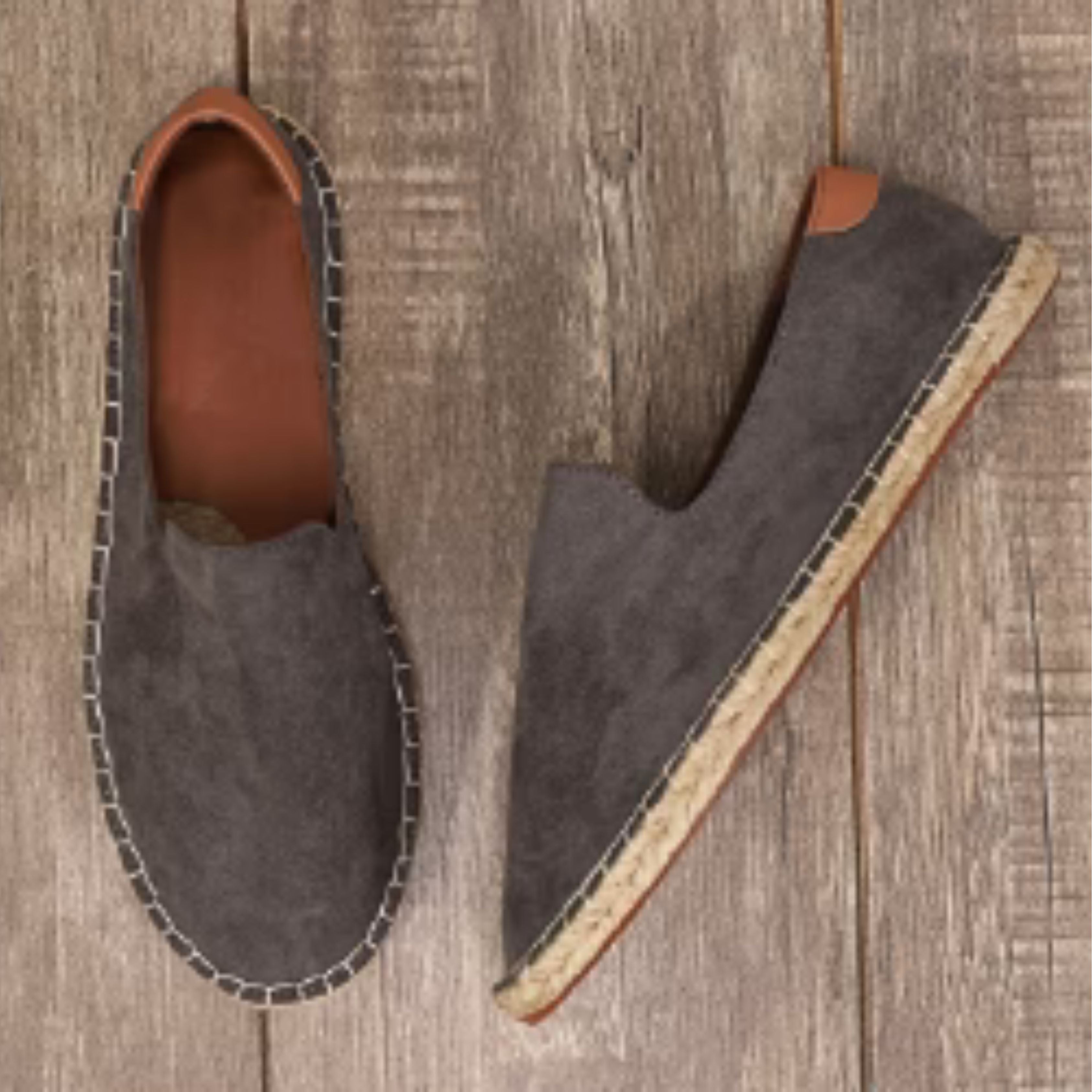 Men's Summer Shoes - Flat - Slip-On - Lightweight Shoes - Men's Espadrilles-Loafers-Chaps of London-Grey-38-Chaps of London
