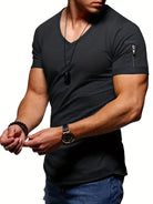 Men's T-Shirt | Casual | Lightweight | V-Neck T-Shirt | Men's Clothing-Chaps of London-Black-S-Chaps of London