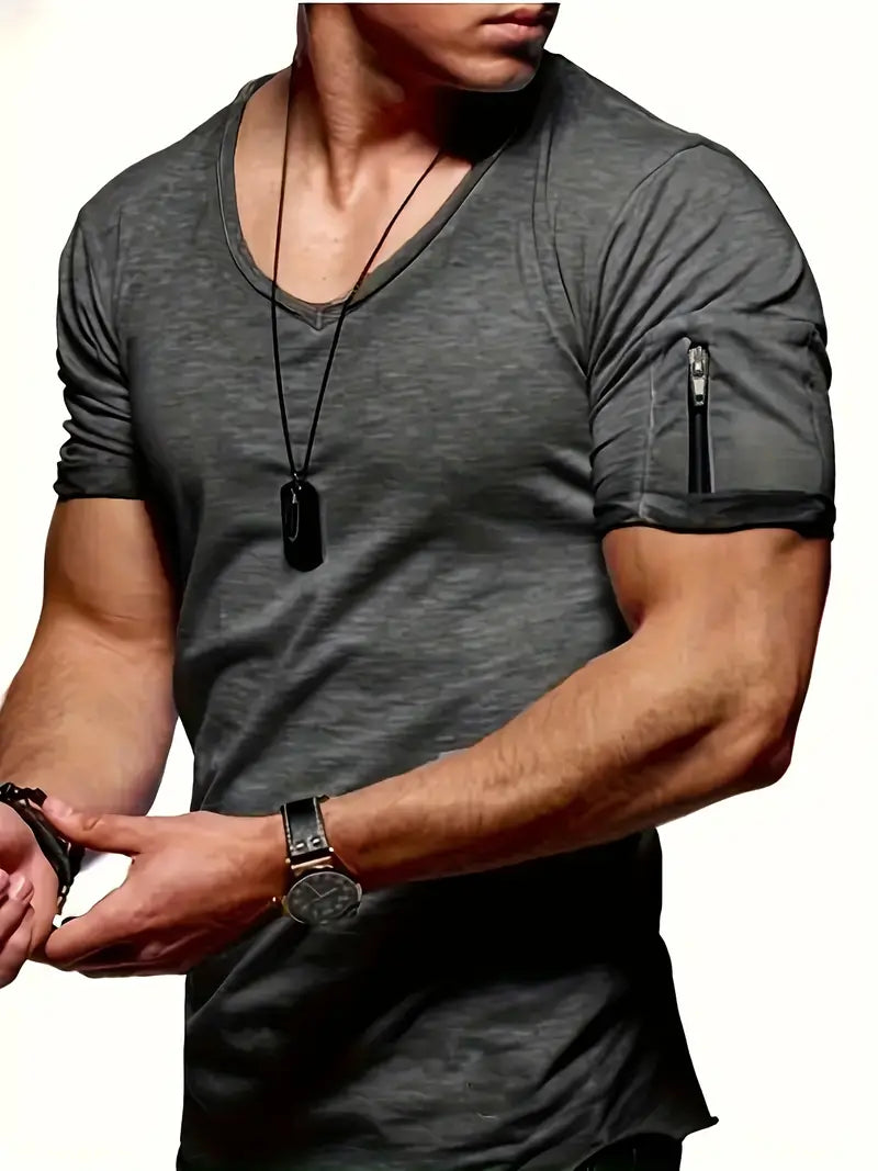 Men's T-Shirt | Casual | Lightweight | V-Neck T-Shirt | Men's Clothing-Chaps of London-Dark Gray-S-Chaps of London