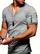Men's T-Shirt | Casual | Lightweight | V-Neck T-Shirt | Men's Clothing-Chaps of London-Light Gray-S-Chaps of London