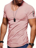 Men's T-Shirt | Casual | Lightweight | V-Neck T-Shirt | Men's Clothing-Chaps of London-Pink-S-Chaps of London