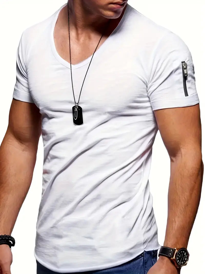Men's T-Shirt | Casual | Lightweight | V-Neck T-Shirt | Men's Clothing-Chaps of London-White-S-Chaps of London