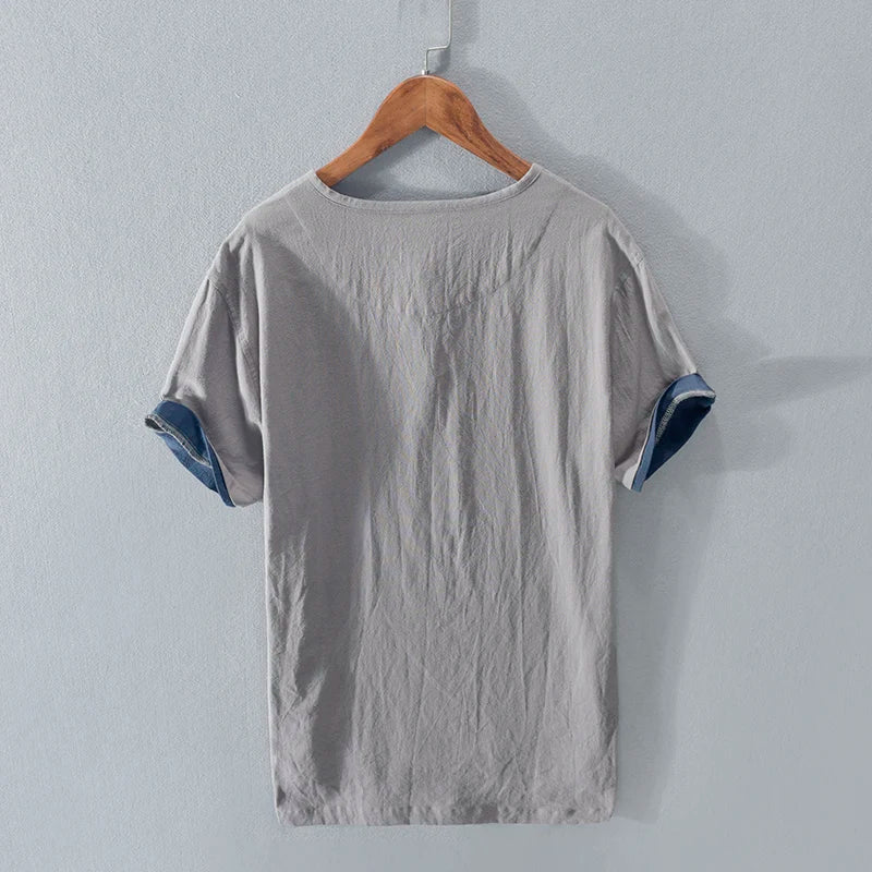 Men's T-Shirt - Lightweight Cotton Linen Short Sleeve T-Shirt-Men's Top-Chaps of London-Chaps of London