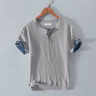 Men's T-Shirt - Lightweight Cotton Linen Short Sleeve T-Shirt-Men's Top-Chaps of London-Gray-S-Chaps of London