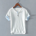 Men's T-Shirt - Lightweight Cotton Linen Short Sleeve T-Shirt-Men's Top-Chaps of London-White-S-Chaps of London
