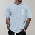 Men's T-Shirt - Palm Tree Print - Relaxed Fit - Crew Neck T-Shirt - Men's Clothing-Chaps of London-Chaps of London