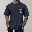 Men's T-Shirt - Palm Tree Print - Relaxed Fit - Crew Neck T-Shirt - Men's Clothing-Chaps of London-Chaps of London