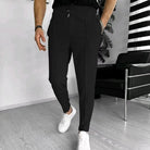 Men's Trousers - Elastic Waist - Drawstring - Casual Pants - Stylish Joggers-Pants-Chaps of London-Black-S-Chaps of London