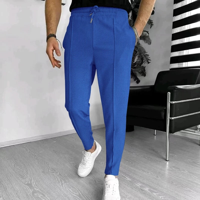 Men's Trousers - Elastic Waist - Drawstring - Casual Pants - Stylish Joggers-Pants-Chaps of London-Sapphire-S-Chaps of London