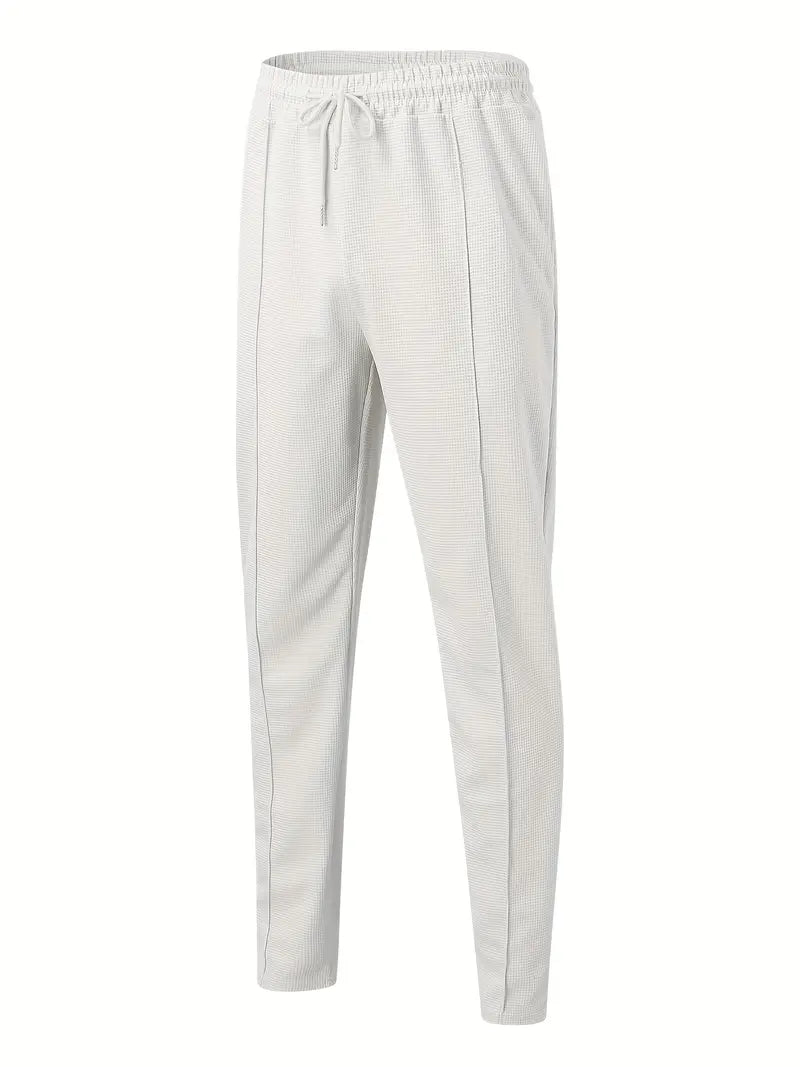 Men's Trousers - Elastic Waist - Drawstring - Slim Fit Joggers - Waffle Pants-Chaps of London-Chaps of London