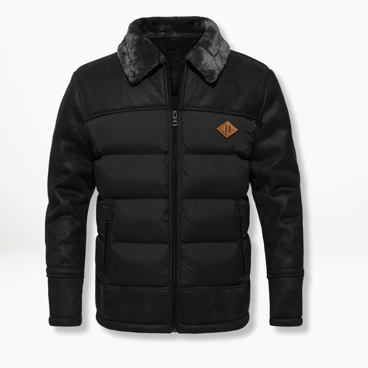Men's Winter Jacket | Padded | Fur Collar | Puffer Jacket | Down Jacket-Winterjacken-Chaps of London-Black-S-Chaps of London