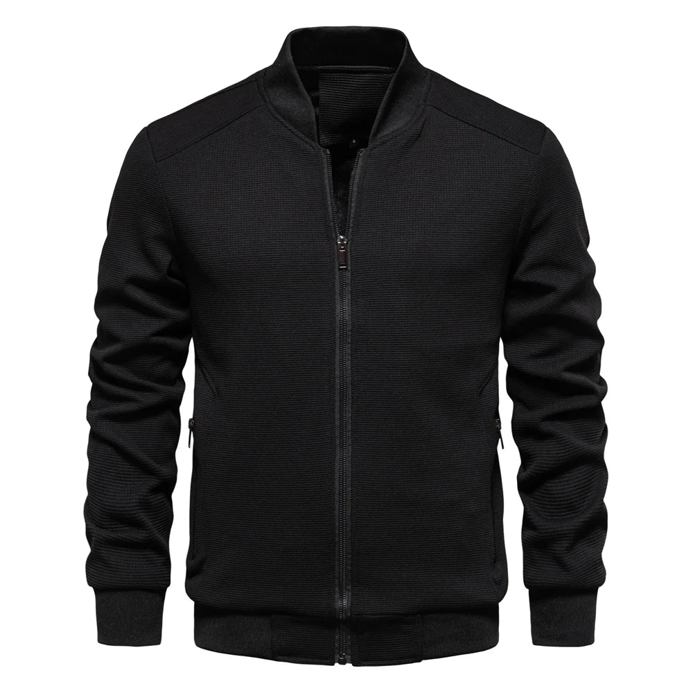 Men's Zip Up Sweatshirt - Casual Full Zip Bomber Sweatshirt Jacket with Pockets-Chaps of London-Black-S-Chaps of London