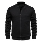 Men's Zip Up Sweatshirt - Casual Full Zip Bomber Sweatshirt Jacket with Pockets-Chaps of London-Black-S-Chaps of London