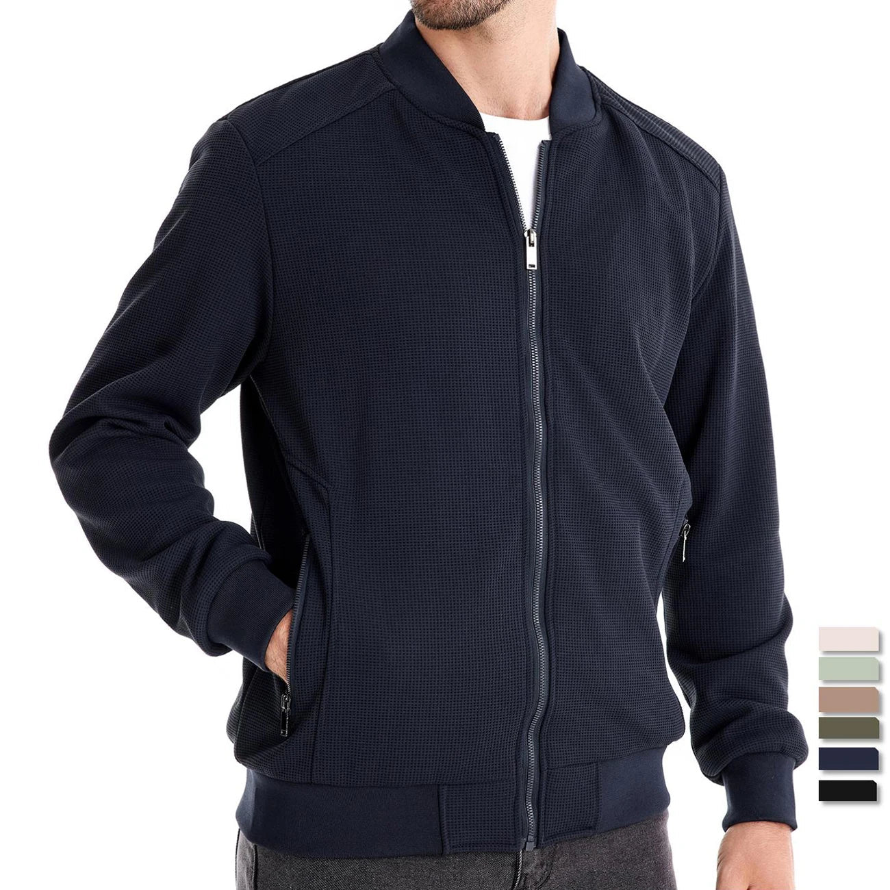 Men's Zip Up Sweatshirt - Casual Full Zip Bomber Sweatshirt Jacket with Pockets-Chaps of London-Chaps of London