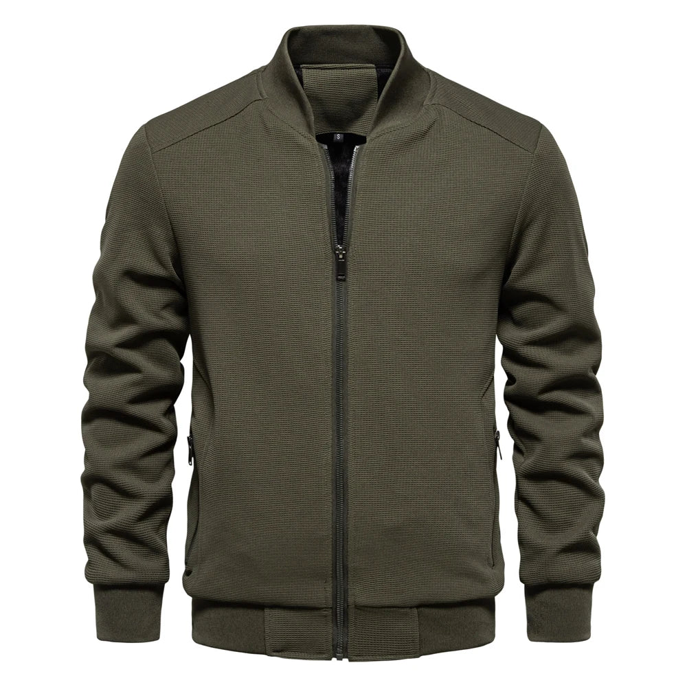 Men's Zip Up Sweatshirt - Casual Full Zip Bomber Sweatshirt Jacket with Pockets-Chaps of London-Green-S-Chaps of London
