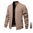 Men's Zip Up Sweatshirt - Casual Full Zip Bomber Sweatshirt Jacket with Pockets-Chaps of London-Khaki-S-Chaps of London