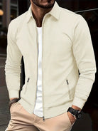 Men's Zip Up Sweatshirt - Full Zip - Pockets - Zip Up Sweater - Men's Jacket-Vest man-Chaps of London-Beige-S-Chaps of London