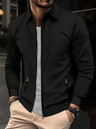 Men's Zip Up Sweatshirt - Full Zip - Pockets - Zip Up Sweater - Men's Jacket-Vest man-Chaps of London-Black-S-Chaps of London