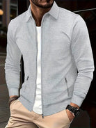 Men's Zip Up Sweatshirt - Full Zip - Pockets - Zip Up Sweater - Men's Jacket-Vest man-Chaps of London-Light Gray-S-Chaps of London