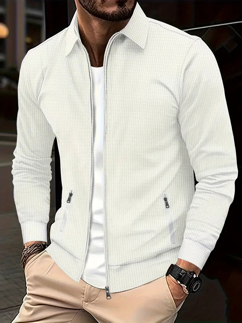Men's Zip Up Sweatshirt - Full Zip - Pockets - Zip Up Sweater - Men's Jacket-Vest man-Chaps of London-White-S-Chaps of London
