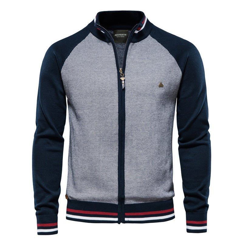 Men's Zip-Up Sweatshirt - Lightweight - Full Zip - Summer Jacket - Men's Clothing-Chaps of London-Navy Blue-S-Chaps of London