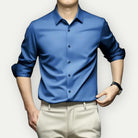 Non Iron Shirt - Anti Wrinkle - Button-Up - Dress Shirt - Men's Shirts-Men's long sleeve top-Chaps of London-Blue-S-Chaps of London