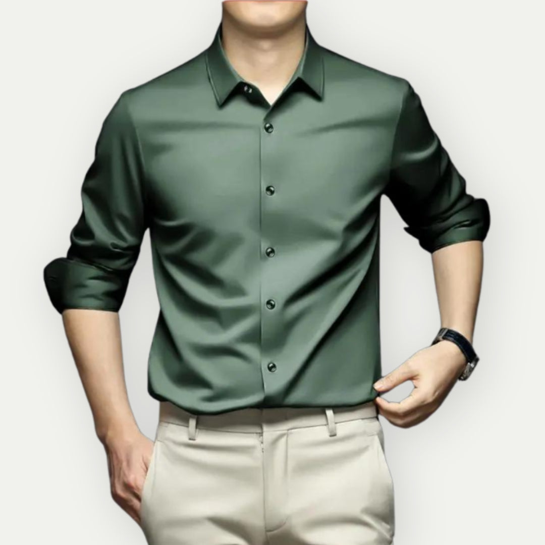 Non Iron Shirt - Anti Wrinkle - Button-Up - Dress Shirt - Men's Shirts-Men's long sleeve top-Chaps of London-Dark Green-S-Chaps of London