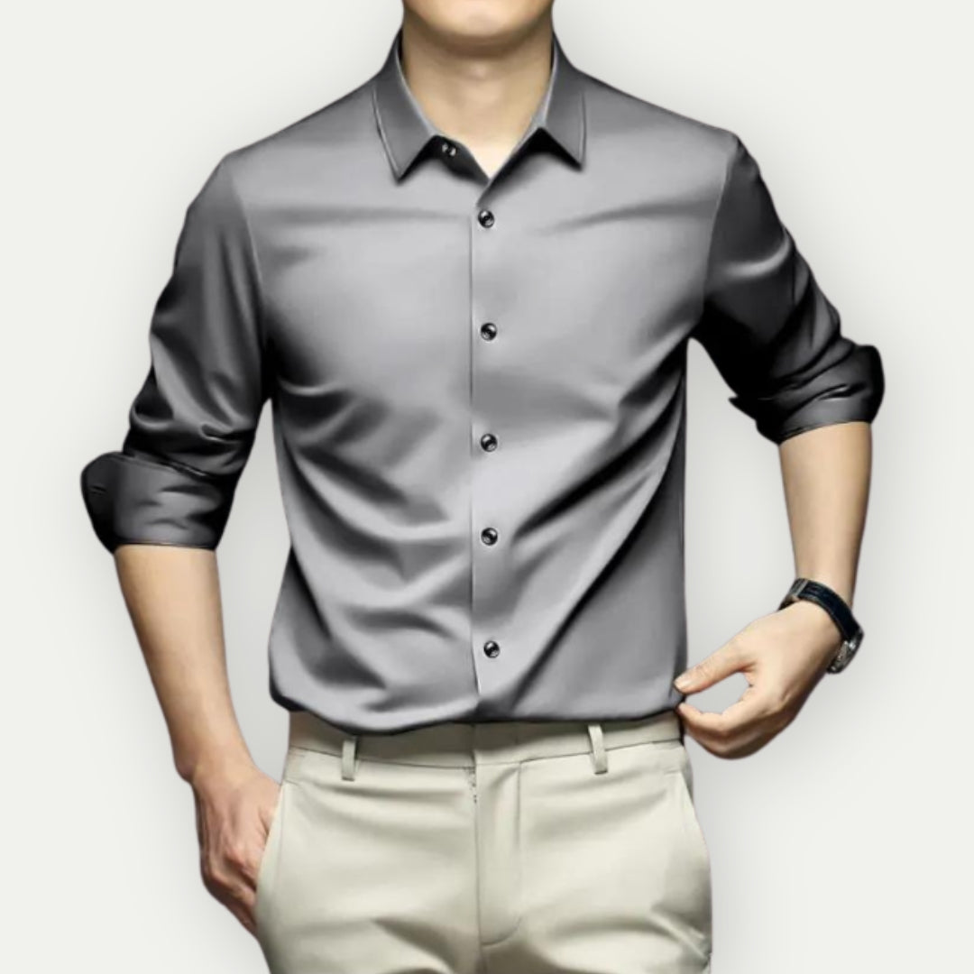 Non Iron Shirt - Anti Wrinkle - Button-Up - Dress Shirt - Men's Shirts-Men's long sleeve top-Chaps of London-Grey-S-Chaps of London