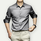 Non Iron Shirt - Anti Wrinkle - Button-Up - Dress Shirt - Men's Shirts-Men's long sleeve top-Chaps of London-Grey-S-Chaps of London