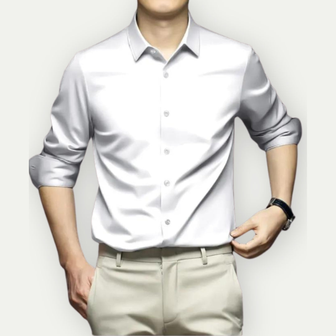 Non Iron Shirt - Anti Wrinkle - Button-Up - Dress Shirt - Men's Shirts-Men's long sleeve top-Chaps of London-White-S-Chaps of London