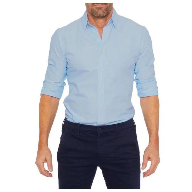 Non Iron Shirt -Button-Up - Long Sleeve - Dress Shirt - Men's Shirt-Chaps of London-Blue-S-Chaps of London