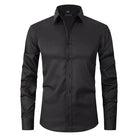 Non-Iron Shirt | Long Sleeve | Button-Up | Dress Shirt | Men's Shirts-Men's long sleeve top-Chaps of London-Black-S-Chaps of London
