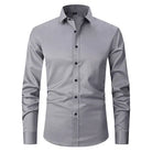Non-Iron Shirt | Long Sleeve | Button-Up | Dress Shirt | Men's Shirts-Men's long sleeve top-Chaps of London-Gray-S-Chaps of London