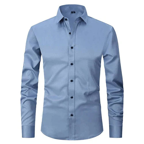 Non-Iron Shirt | Long Sleeve | Button-Up | Dress Shirt | Men's Shirts-Men's long sleeve top-Chaps of London-Light Blue-S-Chaps of London