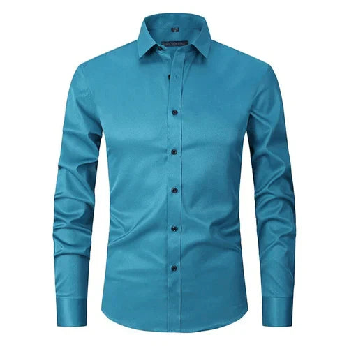 Non-Iron Shirt | Long Sleeve | Button-Up | Dress Shirt | Men's Shirts-Men's long sleeve top-Chaps of London-Light Green-S-Chaps of London