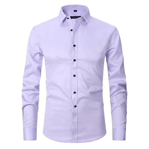 Non-Iron Shirt | Long Sleeve | Button-Up | Dress Shirt | Men's Shirts-Men's long sleeve top-Chaps of London-Lilac-S-Chaps of London