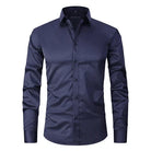 Non-Iron Shirt | Long Sleeve | Button-Up | Dress Shirt | Men's Shirts-Men's long sleeve top-Chaps of London-Navy Blue-S-Chaps of London
