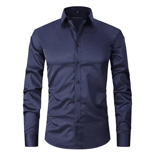 Non-Iron Shirt | Long Sleeve | Button-Up | Dress Shirt | Men's Shirts-Men's long sleeve top-Chaps of London-Navy Blue-S-Chaps of London