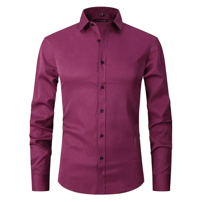 Non-Iron Shirt | Long Sleeve | Button-Up | Dress Shirt | Men's Shirts-Men's long sleeve top-Chaps of London-Purple-S-Chaps of London