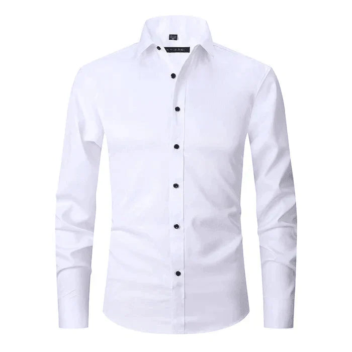 Non-Iron Shirt | Long Sleeve | Button-Up | Dress Shirt | Men's Shirts-Men's long sleeve top-Chaps of London-White-S-Chaps of London