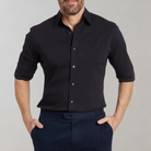 Non Iron Shirt - Wrinkle Free - Collared - Dress Shirt - Men's Button-Up Shirt-Chaps of London-Black-XS-Chaps of London