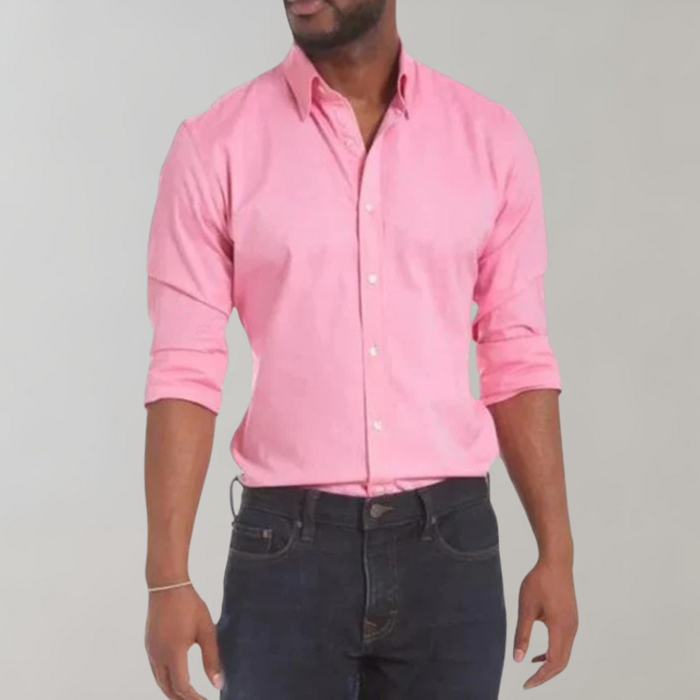 Non Iron Shirt - Wrinkle Free - Collared - Dress Shirt - Men's Button-Up Shirt-Chaps of London-Pink-XS-Chaps of London