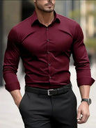 Non Iron Shirt | Wrinkle Free | Slim Fit | Button-Up Shirt | Men's Shirts-Men’s Dress Shirt-Chaps of London-Bordeaux-XS-Chaps of London