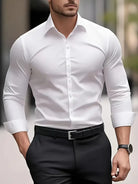 Non Iron Shirt | Wrinkle Free | Slim Fit | Button-Up Shirt | Men's Shirts-Men’s Dress Shirt-Chaps of London-White-XS-Chaps of London